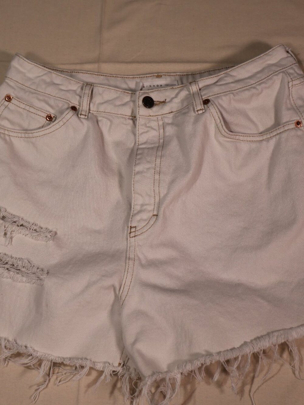 Topshop Moto Mom Denim Jean High Waisted Shorts in US 12